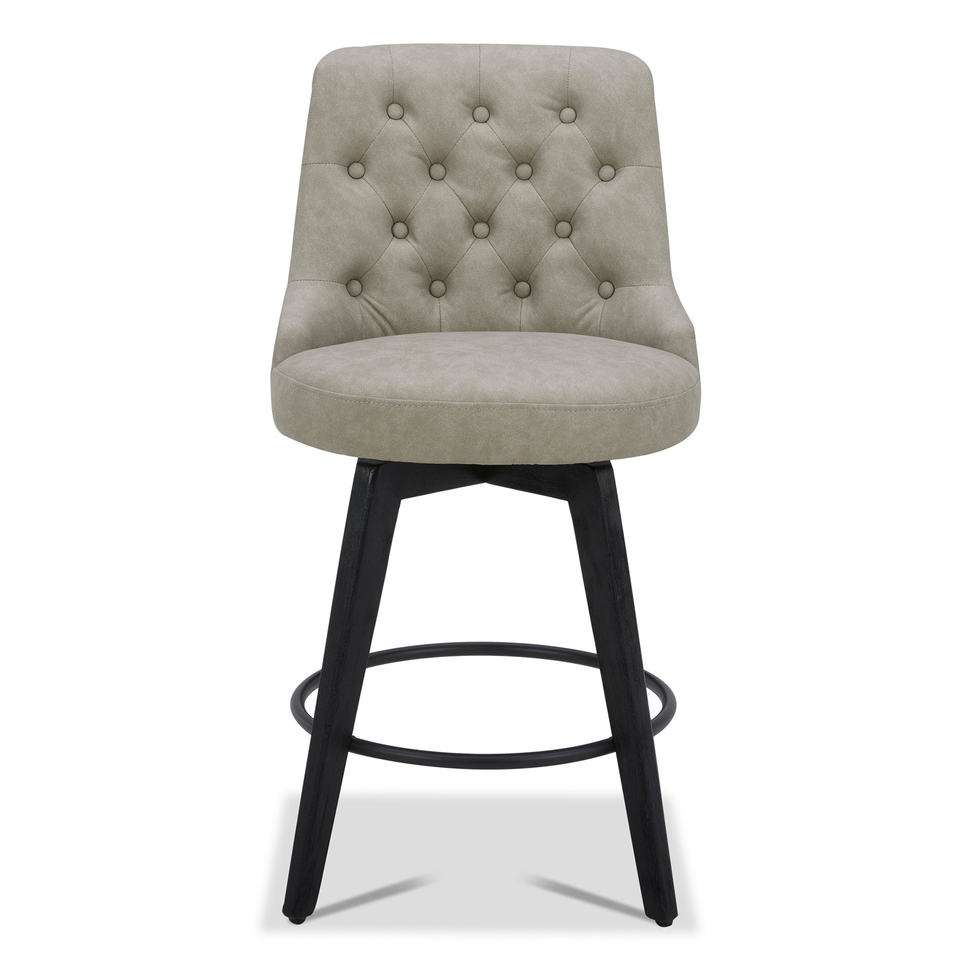 CHITA LIVING-Morgan Prime Tufted Swivel Counter Stool-Counter Stools-Faux Leather-Stone Gray-Individual