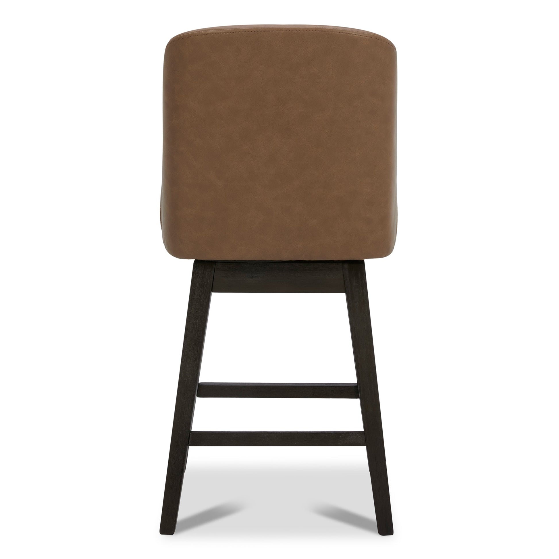 CHITA LIVING-Nellie Swivel Counter Stool with Back (Set of 2)-Counter Stools-Faux Leather-Saddle Brown-