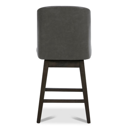 CHITA LIVING-Nellie Swivel Counter Stool with Back (Set of 2)-Counter Stools-Faux Leather-Gray-