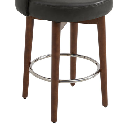 CHITA LIVING-Rosa Swivel Counter Stool (Set of 2)-Counter Stools-Faux Leather-Retro Grey-