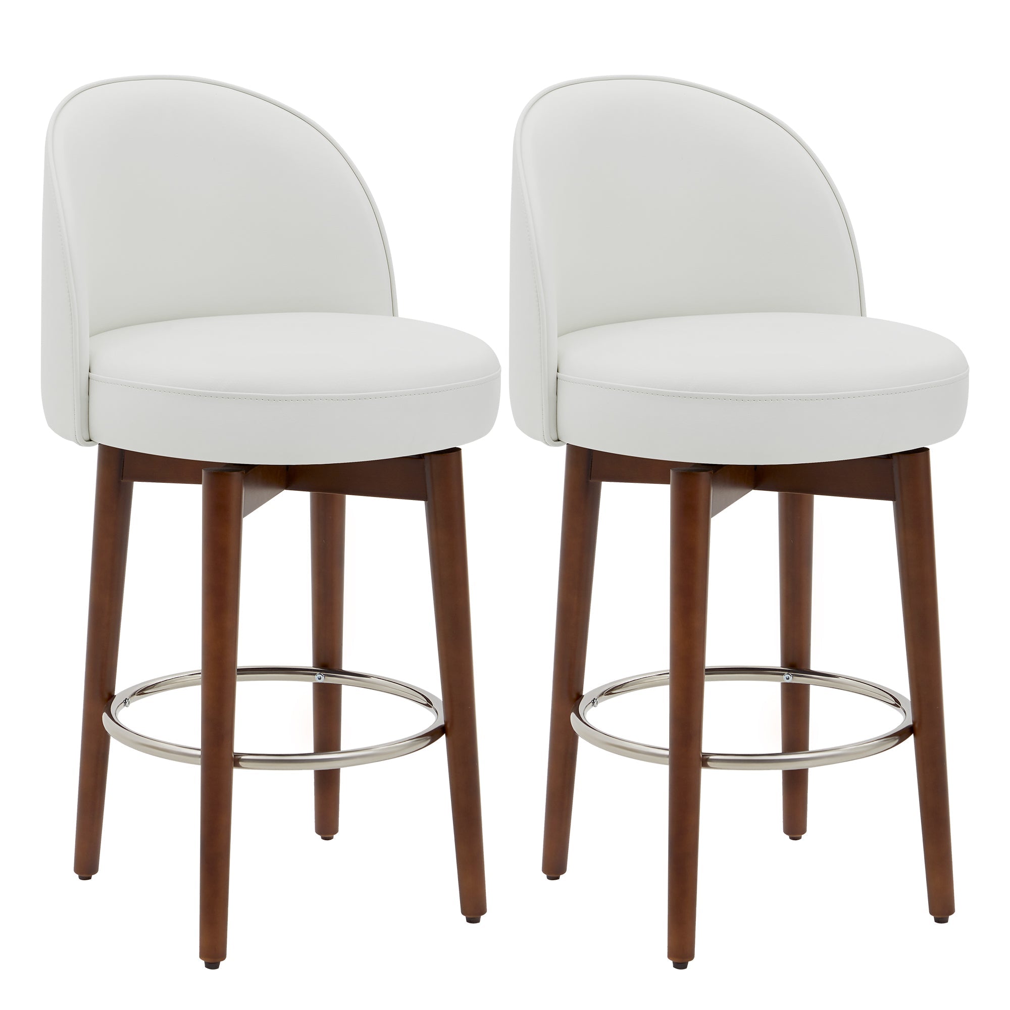 CHITA LIVING-Rosa Swivel Counter Stool (Set of 2)-Counter Stools-Faux Leather-White-