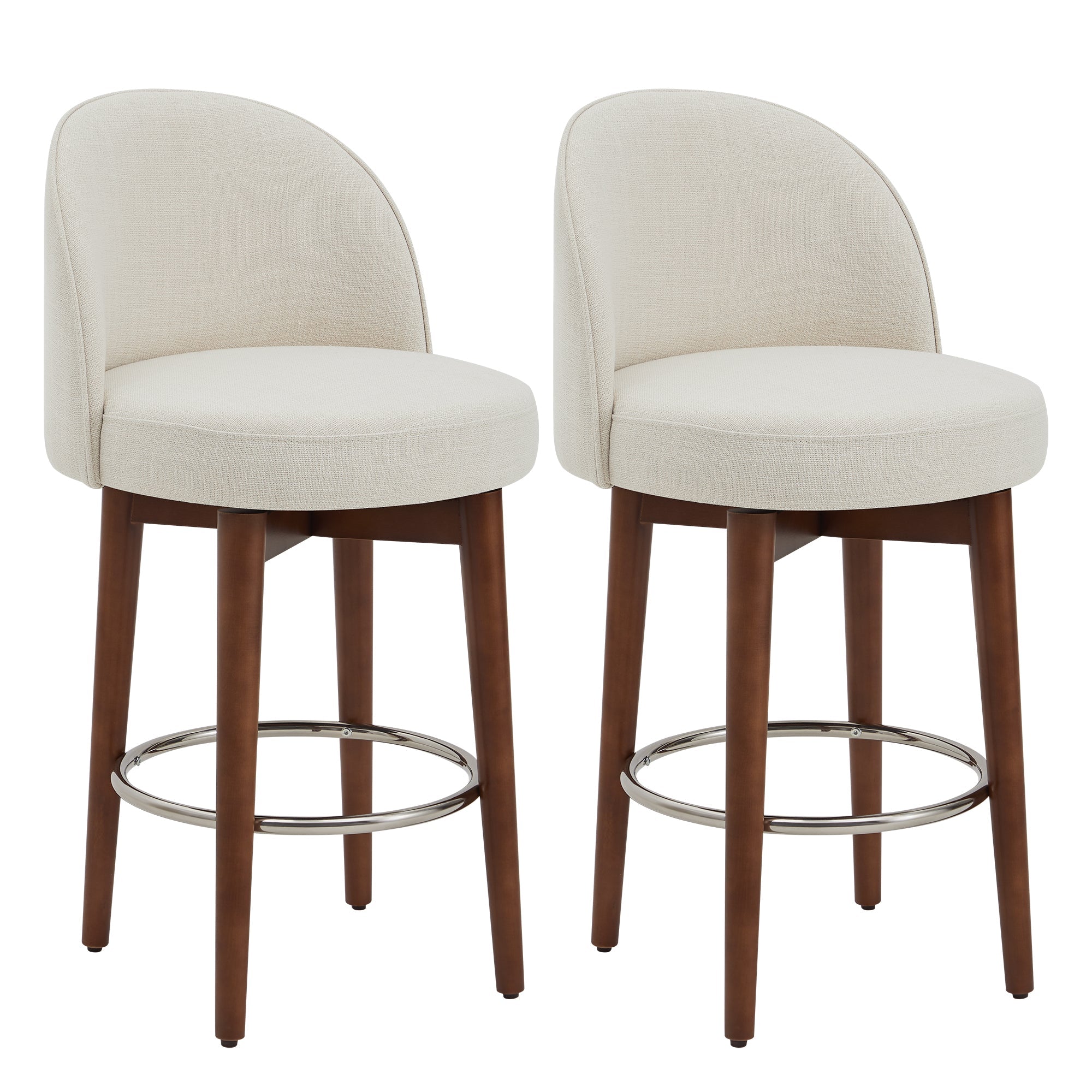 CHITA LIVING-Rosa Swivel Counter Stool (Set of 2)-Counter Stools-Fabric-Linen-