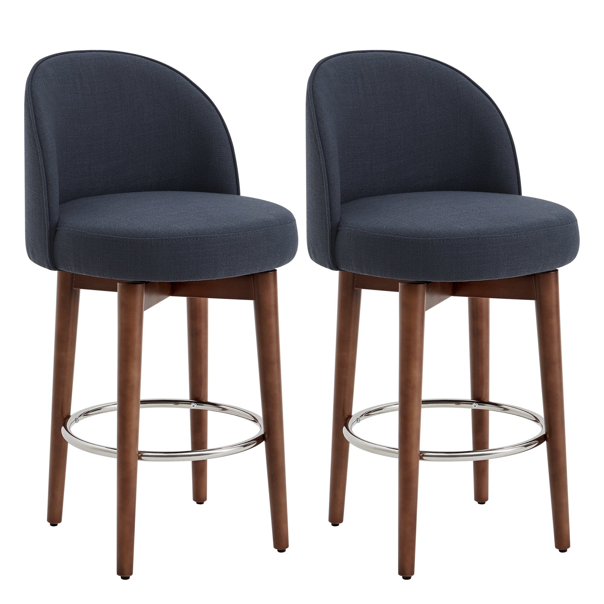 CHITA LIVING-Rosa Swivel Counter Stool (Set of 2)-Counter Stools-Fabric-Insignia Blue-