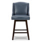 CHITA LIVING-Ryker Transitional Swivel Counter Stool - Fabric & Leather-Counter Stools-Faux Leather-Navy Blue-2 Pack