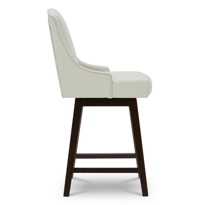 CHITA LIVING-Ryker Transitional Swivel Counter Stool - Fabric & Leather-Counter Stools-Faux Leather-Light Gray-2 Pack