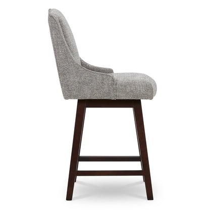 CHITA LIVING-Ryker Transitional Swivel Counter Stool - Fabric & Leather-Counter Stools-Fabric-Pebble Gray-2 Pack