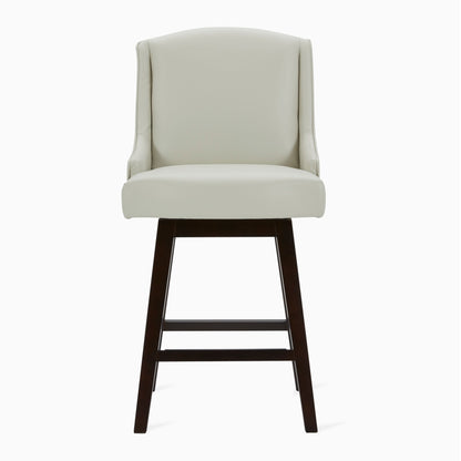 CHITA LIVING-Ryker Transitional Swivel Counter Stool - Fabric & Leather-Counter Stools-Faux Leather-Light Gray-2 Pack