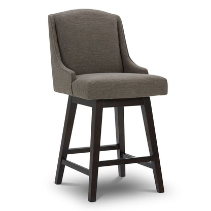 CHITA LIVING-Ryker Transitional Swivel Counter Stool - Fabric & Leather-Counter Stools-Performance Fabric-Charcoal-1 Pack