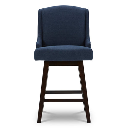 CHITA LIVING-Ryker Transitional Swivel Counter Stool - Fabric & Leather-Counter Stools-Performance Fabric-Midnight Blue-2 Pack