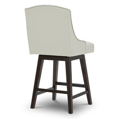 CHITA LIVING-Ryker Transitional Swivel Counter Stool - Fabric & Leather-Counter Stools-Faux Leather-Light Gray-2 Pack