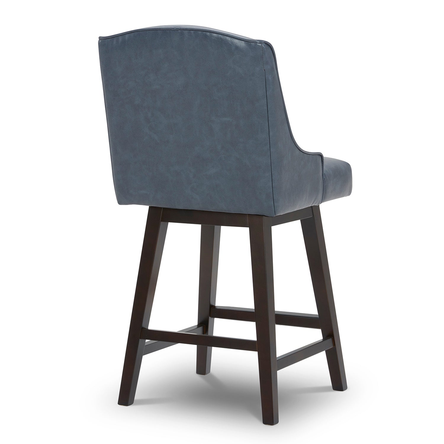 CHITA LIVING-Ryker Transitional Swivel Counter Stool - Fabric & Leather-Counter Stools-Faux Leather-Navy Blue-2 Pack