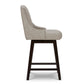CHITA LIVING-Ryker Transitional Swivel Counter Stool - Fabric & Leather-Counter Stools-Faux Leather-Stone Gray-2 Pack