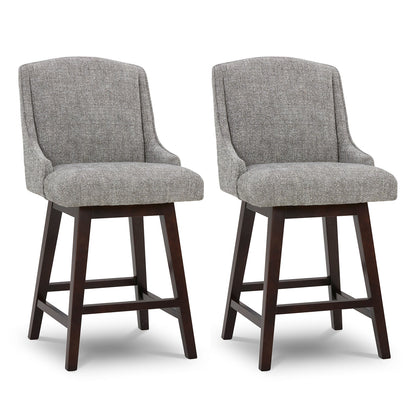 CHITA LIVING-Ryker Transitional Swivel Counter Stool - Fabric & Leather-Counter Stools-Fabric-Pebble Gray-2 Pack