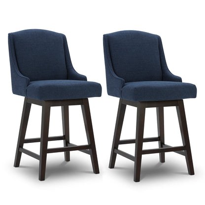 CHITA LIVING-Ryker Transitional Swivel Counter Stool - Fabric & Leather-Counter Stools-Performance Fabric-Midnight Blue-2 Pack