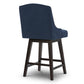 CHITA LIVING-Ryker Transitional Swivel Counter Stool - Fabric & Leather-Counter Stools-Performance Fabric-Midnight Blue-2 Pack