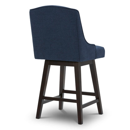 CHITA LIVING-Ryker Transitional Swivel Counter Stool - Fabric & Leather-Counter Stools-Performance Fabric-Midnight Blue-2 Pack