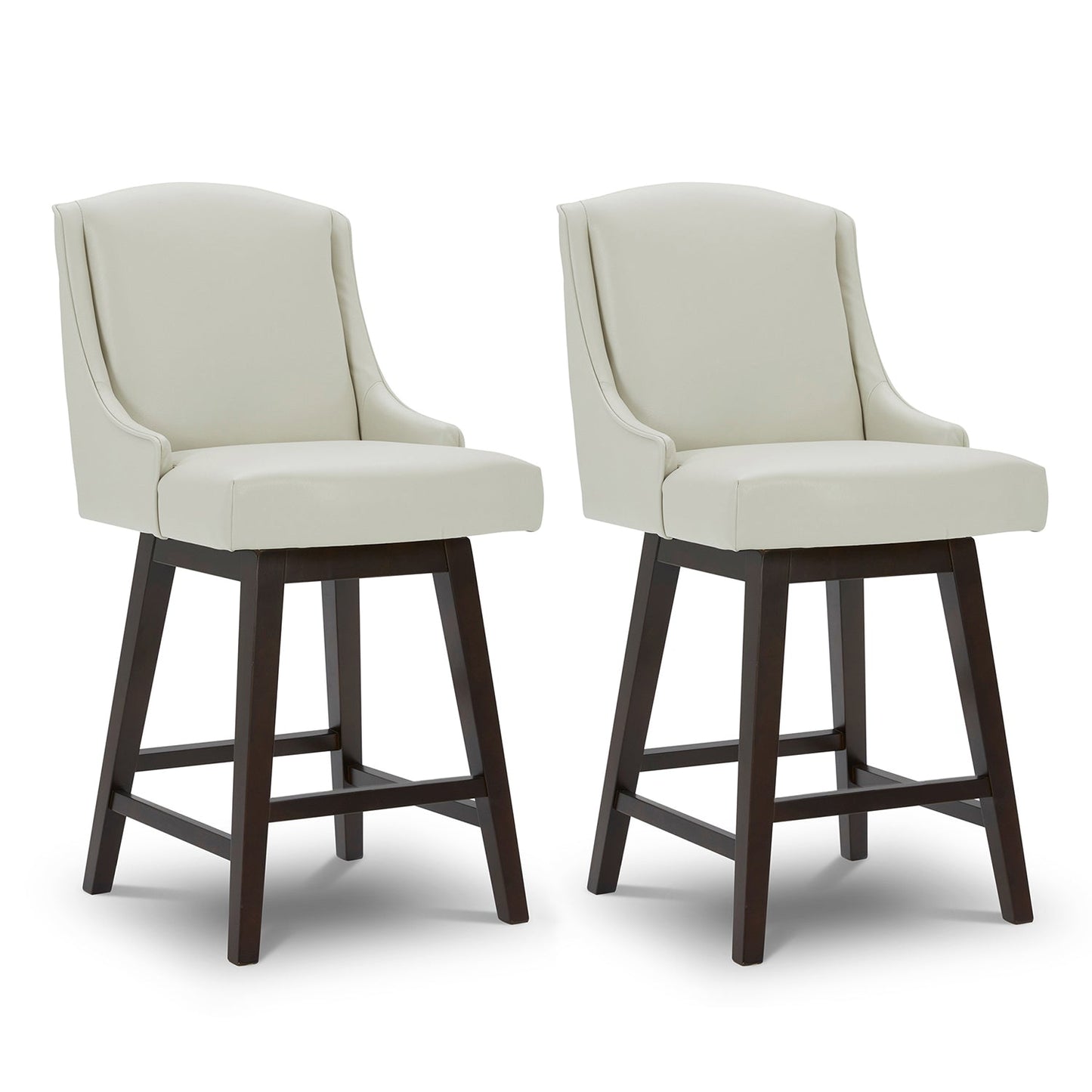 CHITA LIVING-Ryker Transitional Swivel Counter Stool - Fabric & Leather-Counter Stools-Faux Leather-Light Gray-2 Pack