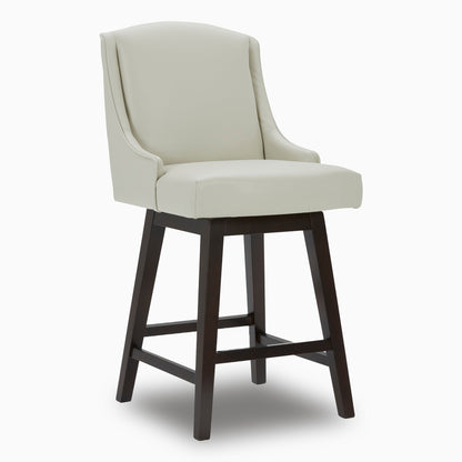 CHITA LIVING-Ryker Transitional Swivel Counter Stool - Fabric & Leather-Counter Stools-Faux Leather-Light Gray-2 Pack