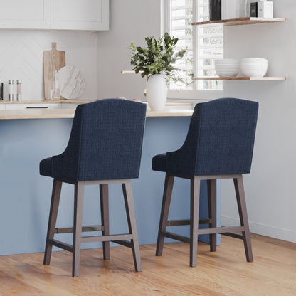 CHITA LIVING-Ryker Transitional Swivel Counter Stool - Fabric & Leather-Counter Stools-Fabric-Pebble Gray-2 Pack