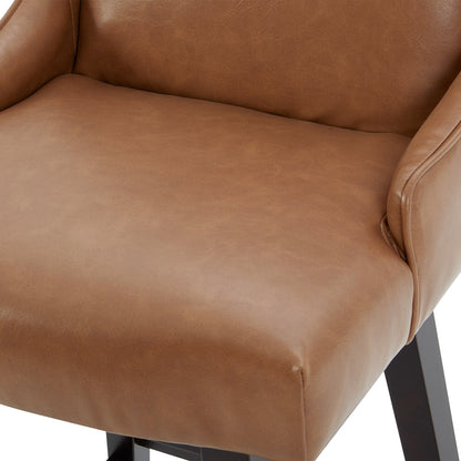 CHITA LIVING-Ryker Transitional Swivel Counter Stool - Fabric & Leather-Counter Stools-Faux Leather-Saddle Brown-2 Pack