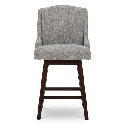 CHITA LIVING-Ryker Transitional Swivel Counter Stool - Fabric & Leather-Counter Stools-Fabric-Pebble Gray-2 Pack