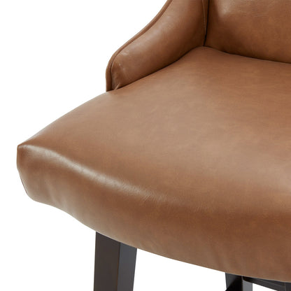 CHITA LIVING-Ryker Transitional Swivel Counter Stool - Fabric & Leather-Counter Stools-Faux Leather-Saddle Brown-2 Pack