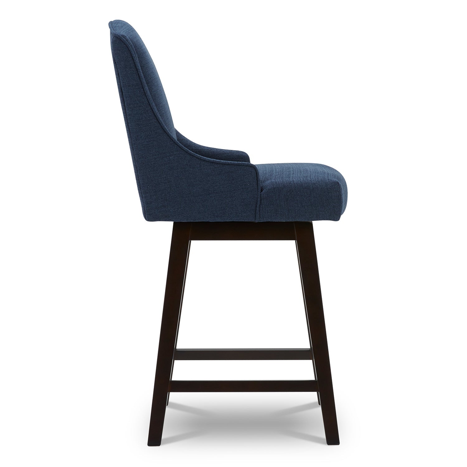 CHITA LIVING-Ryker Transitional Swivel Counter Stool - Fabric & Leather-Counter Stools-Performance Fabric-Midnight Blue-2 Pack