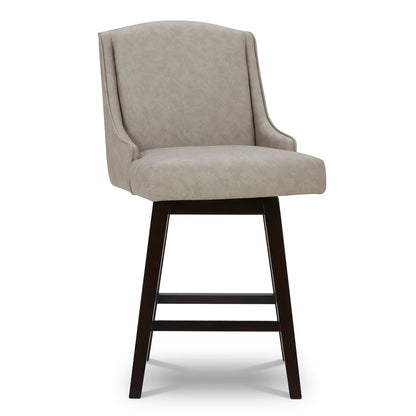 CHITA LIVING-Ryker Transitional Swivel Counter Stool - Fabric & Leather-Counter Stools-Faux Leather-Navy Blue-2 Pack