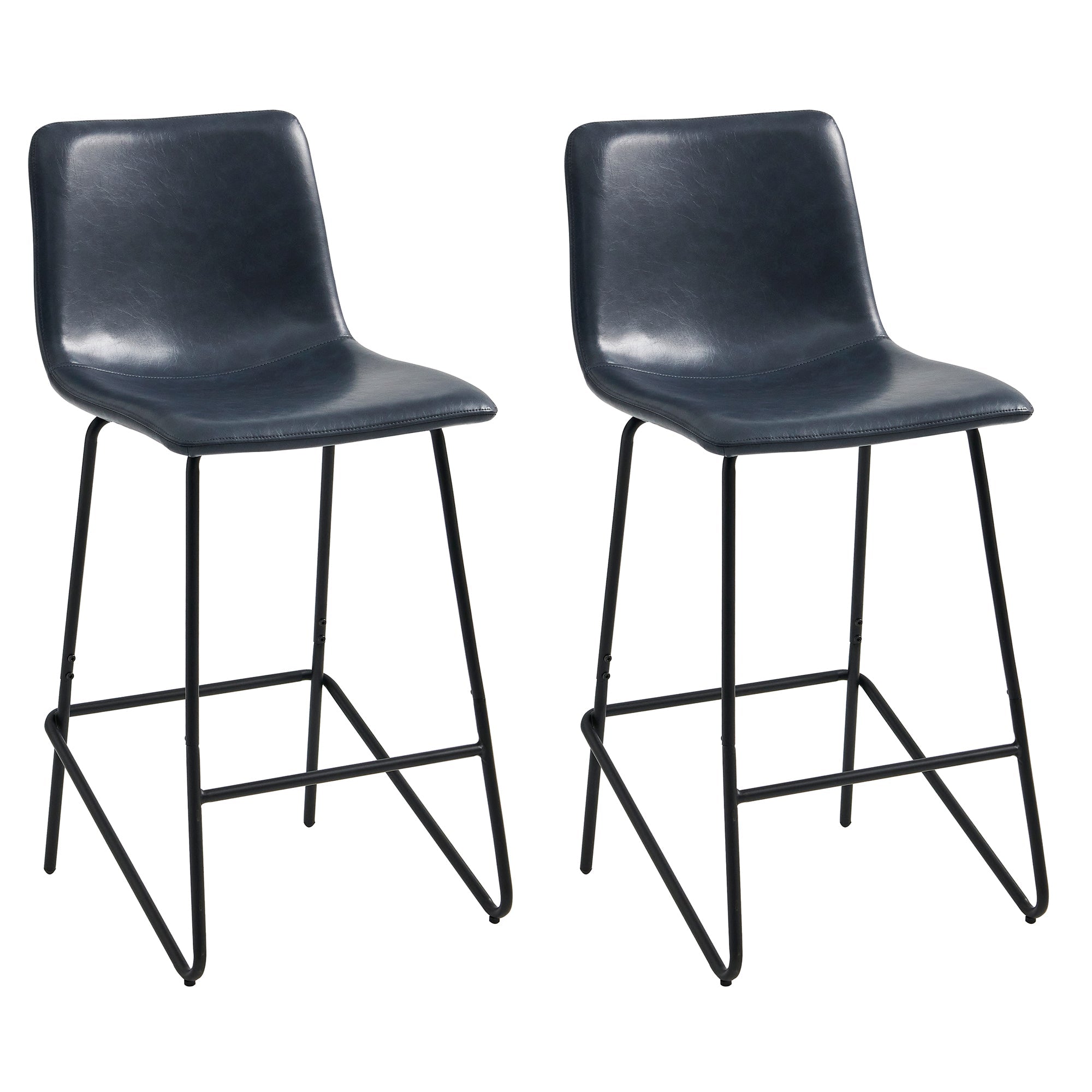 CHITA LIVING-Shiloh Counter Stool ( Set of 2)-Counter Stools-Faux Leather-Blue-