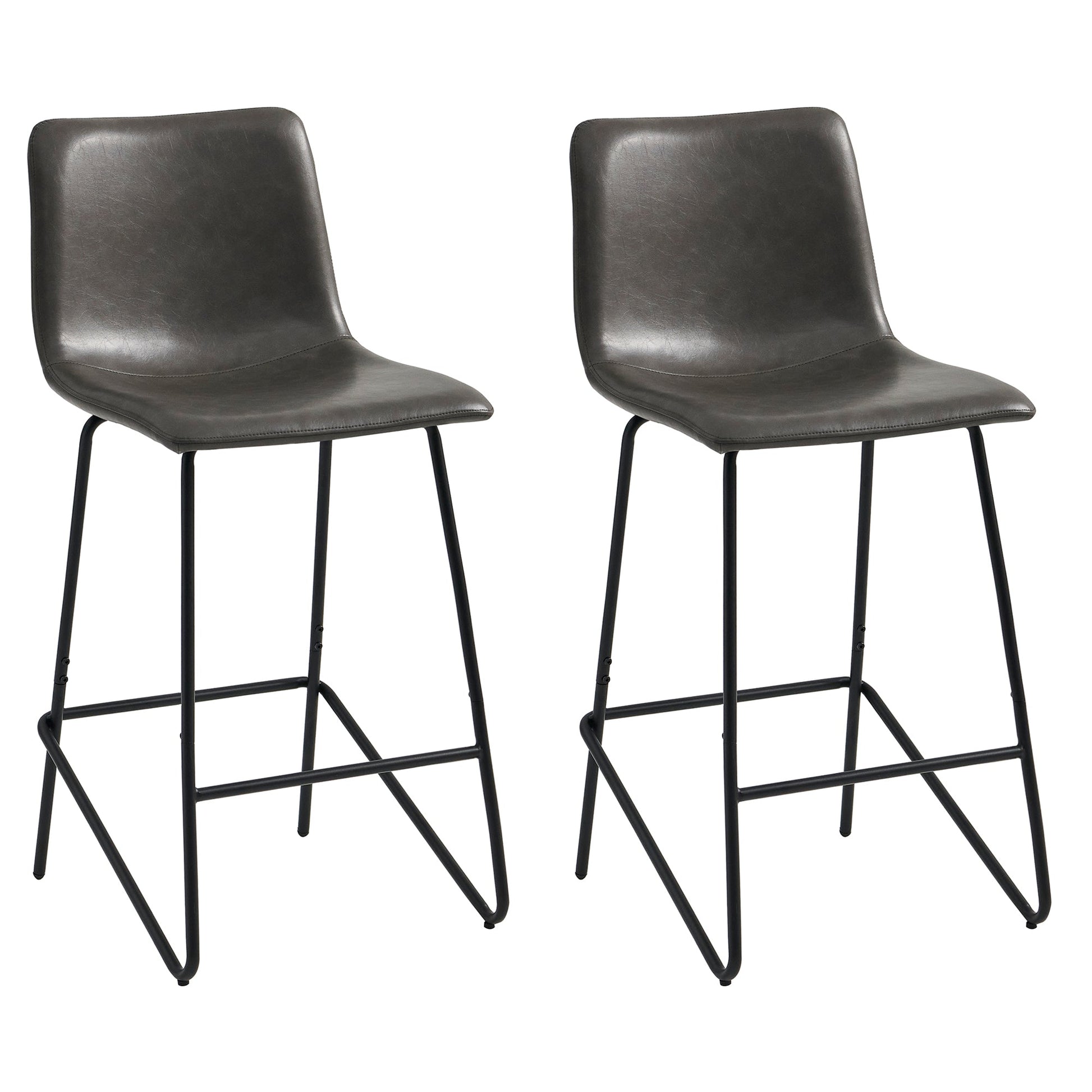 CHITA LIVING-Shiloh Counter Stool ( Set of 2)-Counter Stools-Faux Leather-Gray-
