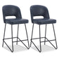 CHITA LIVING-Willow Modern Counter Stool with Airy Back (Set of 2)-Counter Stools-Faux Leather-Blue-