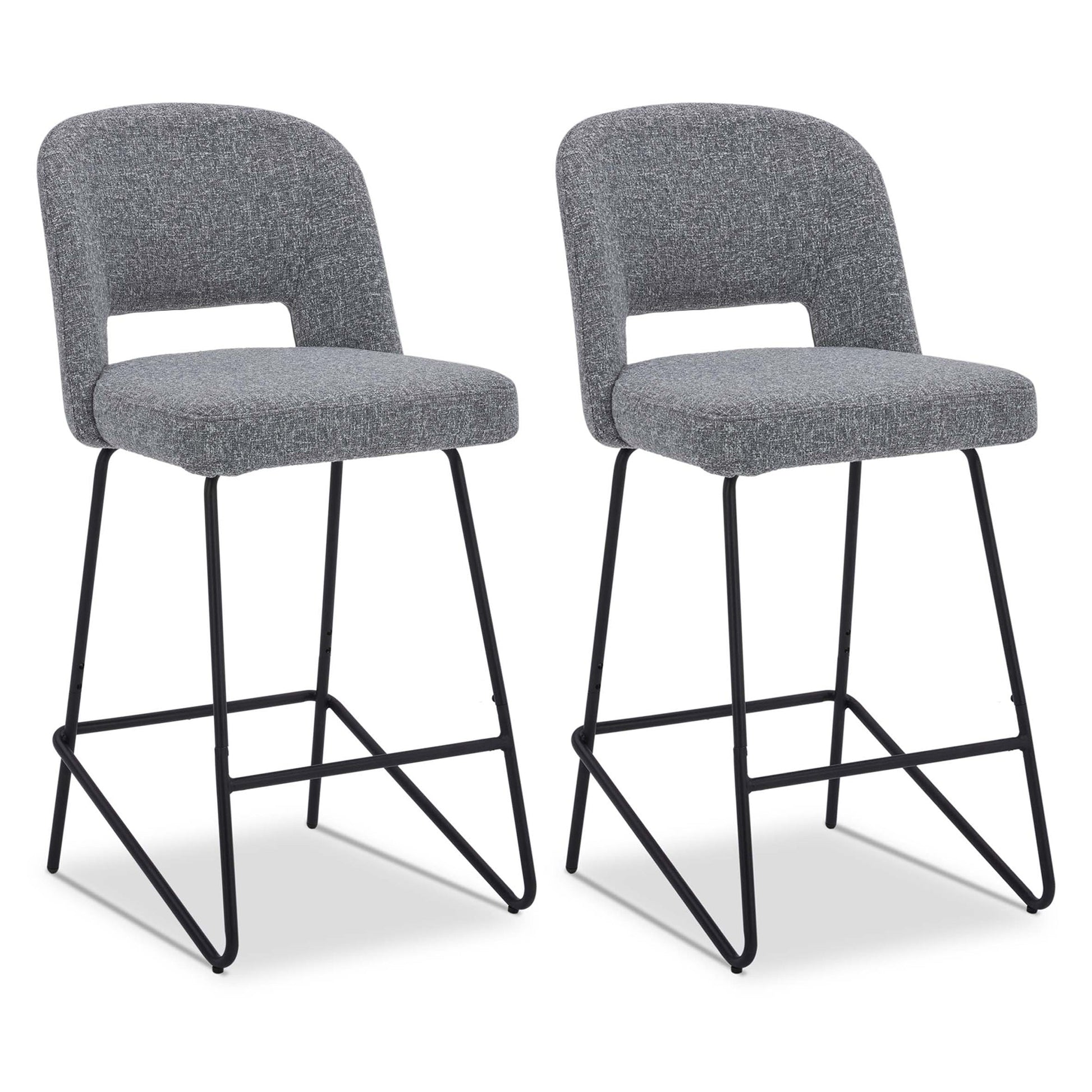 CHITA LIVING-Willow Modern Counter Stool with Airy Back (Set of 2)-Counter Stools-Fabric-Gray (Multi-colored)-
