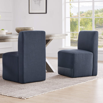 CHITA LIVING-Aida Performance Fabric Dining Chair With Casters Base (Set of 2)-Dining Chairs-Performance Fabric-Insignia Blue-