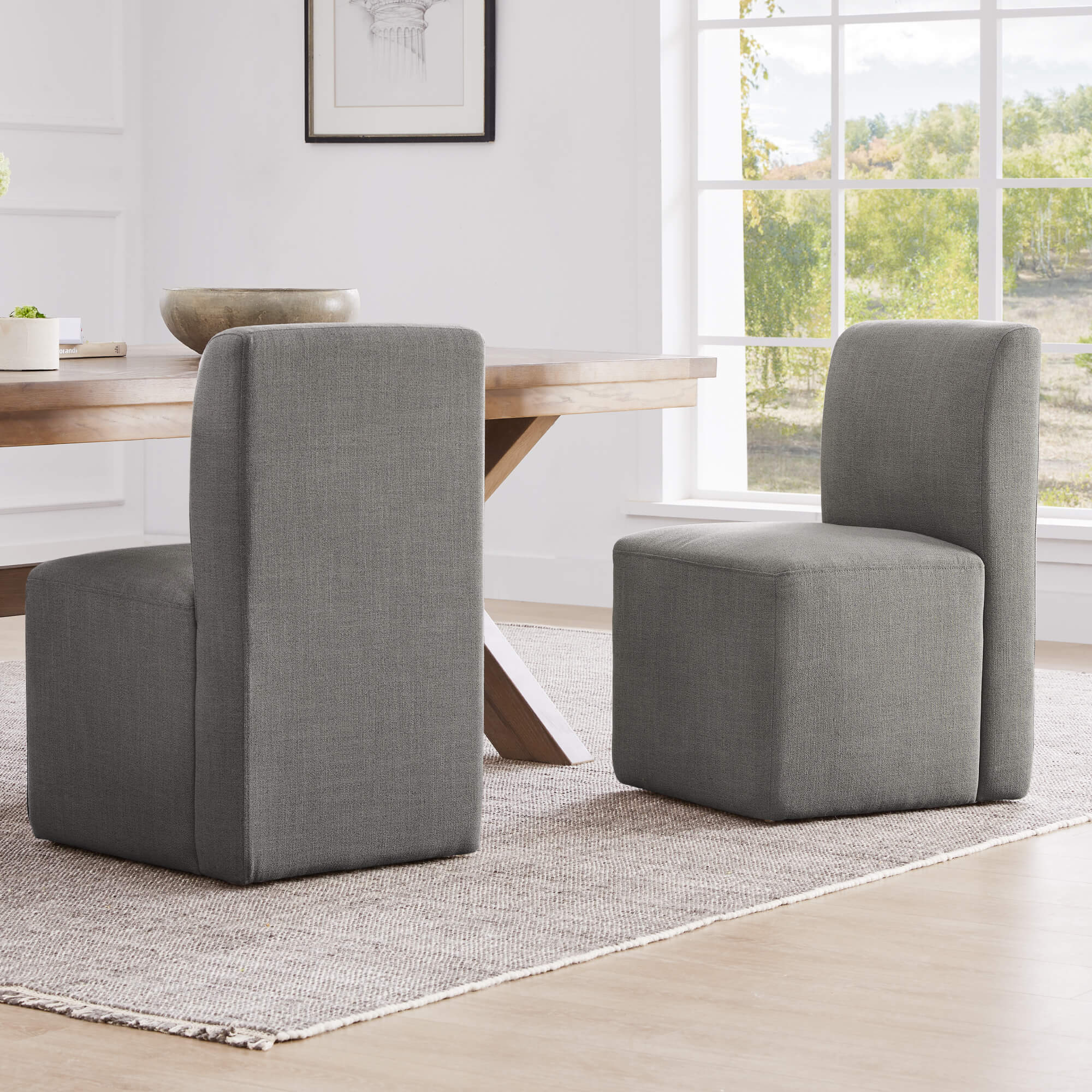 CHITA Aida Performance Fabric Dining Chair With Casters Base