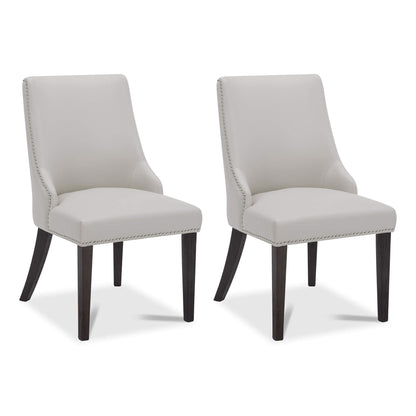 CHITA LIVING-Asher Upholstered Dining Chair with Nailhead Trim (Set of 2)-Dining Chairs-Faux Leather-Light Gray-