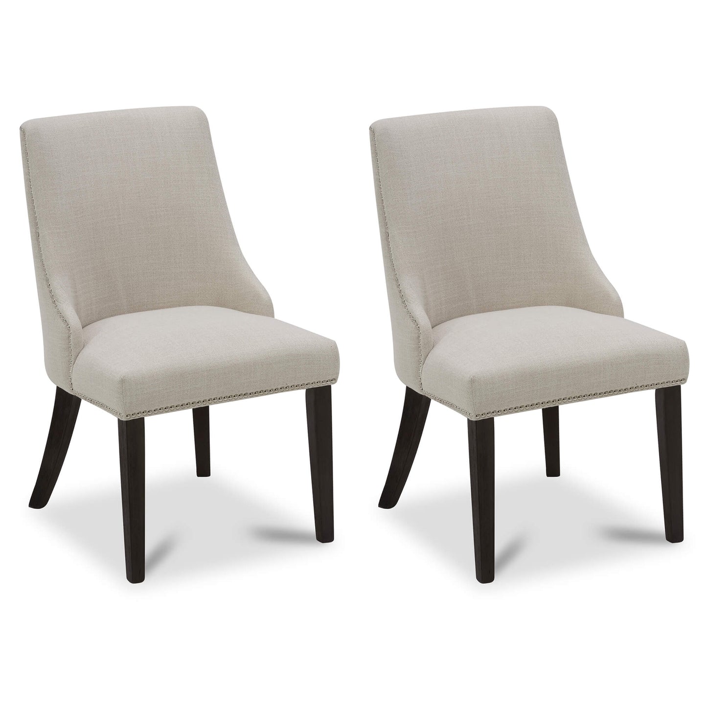 CHITA LIVING-Asher Upholstered Dining Chair with Nailhead Trim (Set of 2)-Dining Chairs-Fabric-Linen-