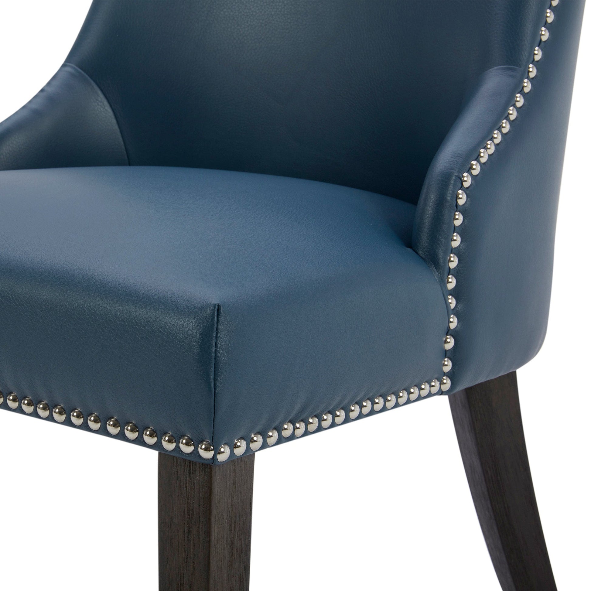 CHITA LIVING-Asher Upholstered Dining Chair with Nailhead Trim (Set of 2)-Dining Chairs-Faux Leather-Blue-