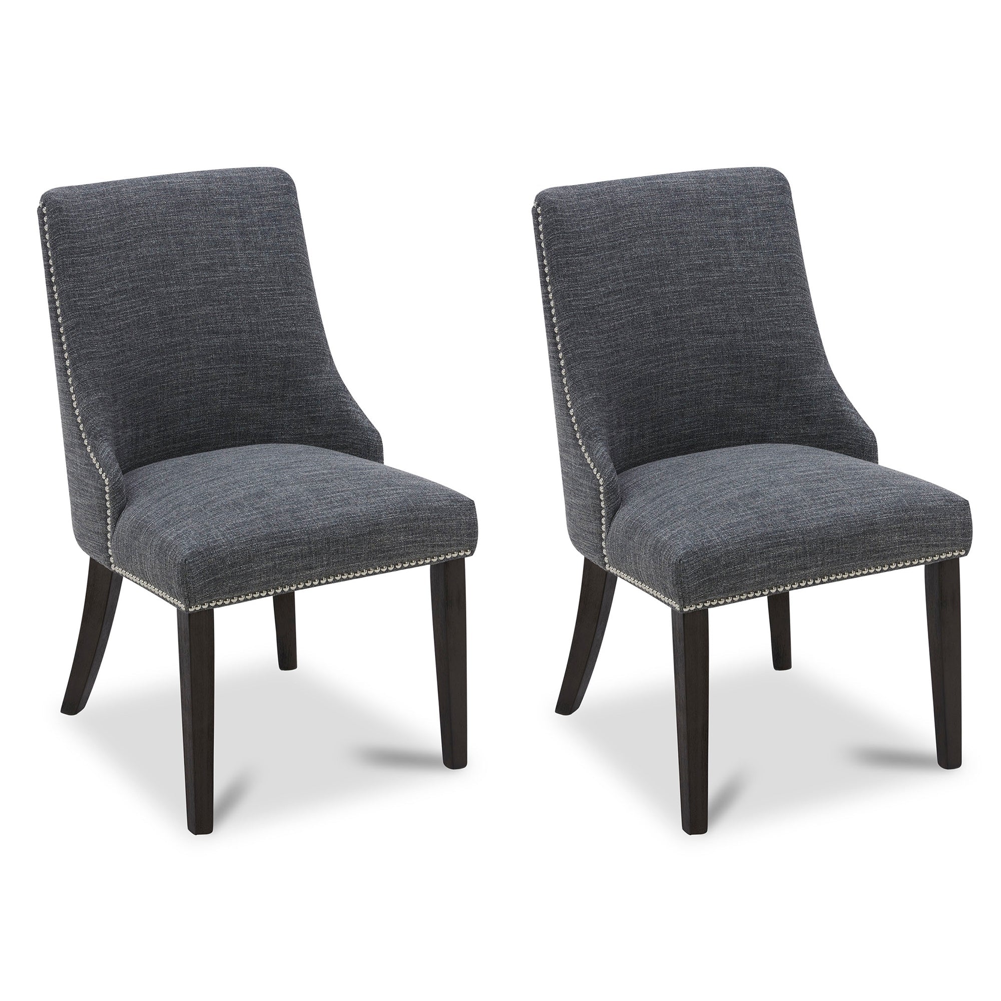 CHITA LIVING-Asher Upholstered Dining Chair with Nailhead Trim (Set of 2)-Dining Chairs-Fabric-Dark Gray-