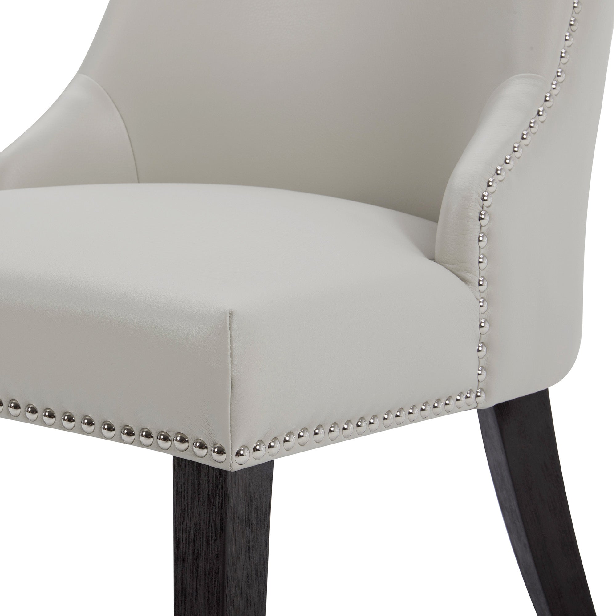 CHITA LIVING-Asher Upholstered Dining Chair with Nailhead Trim (Set of 2)-Dining Chairs-Faux Leather-Light Gray-