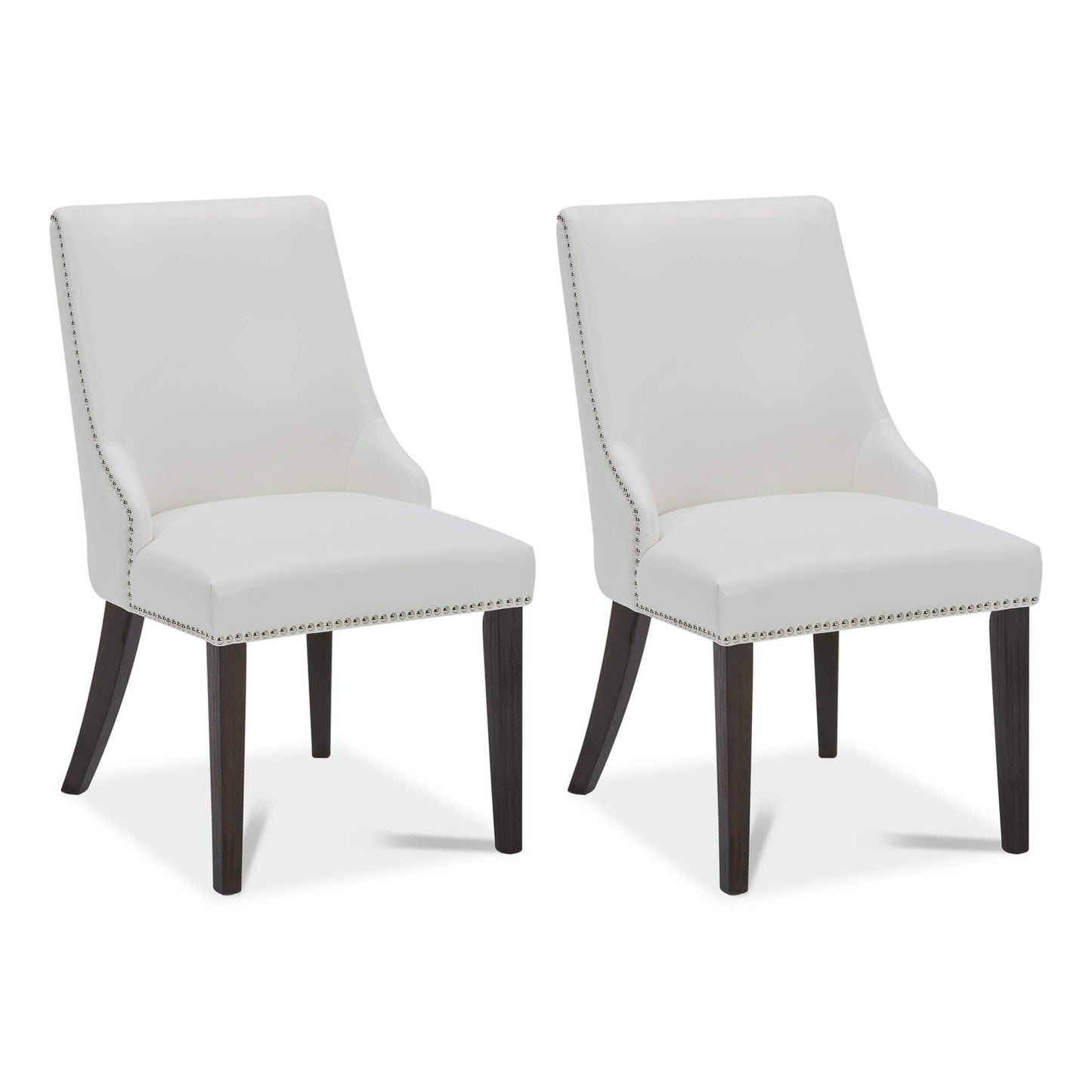 CHITA LIVING-Asher Upholstered Dining Chair with Nailhead Trim (Set of 2)-Dining Chairs-Faux Leather-White-