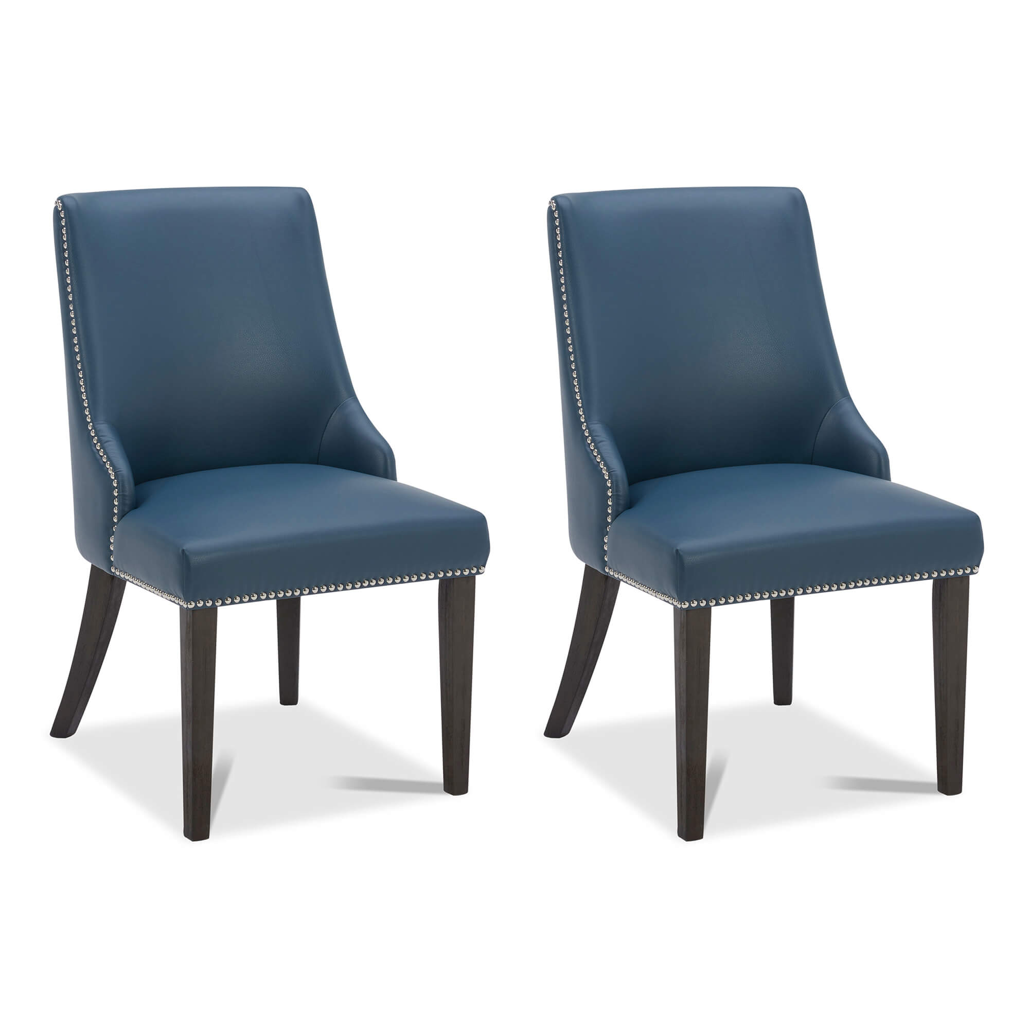 CHITA LIVING-Asher Upholstered Dining Chair with Nailhead Trim (Set of 2)-Dining Chairs-Faux Leather-Blue-