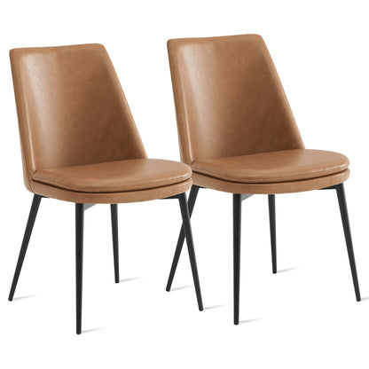 CHITA LIVING-Eli Low-Back Dining Chair (Set of 2)-Dining Chairs-Faux Leather-Saddle Brown-