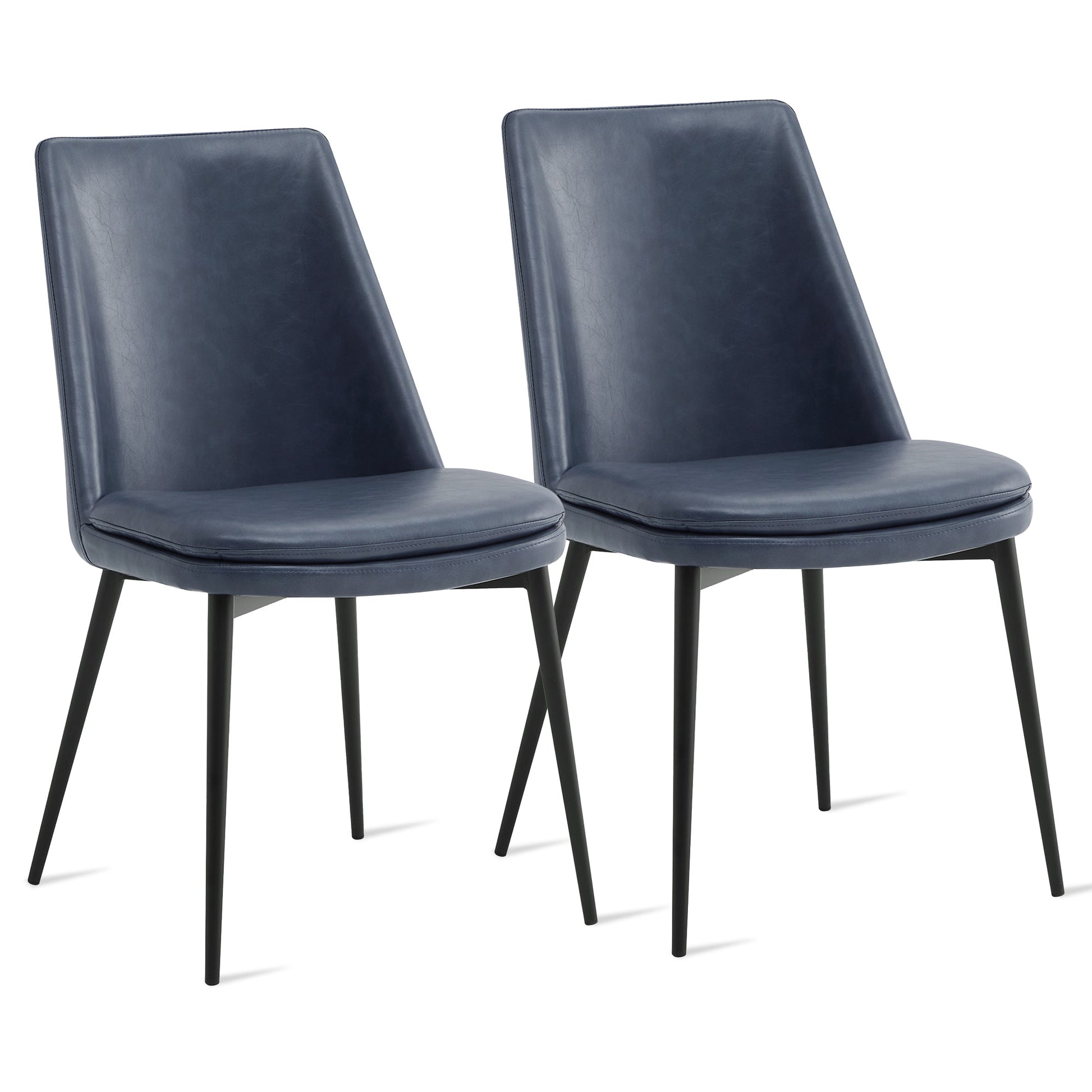 CHITA LIVING-Eli Low-Back Dining Chair (Set of 2)-Dining Chairs-Faux Leather-Blue-