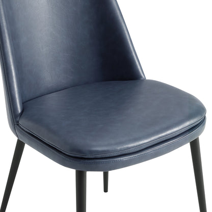 CHITA LIVING-Eli Low-Back Dining Chair (Set of 2)-Dining Chairs-Faux Leather-Blue-