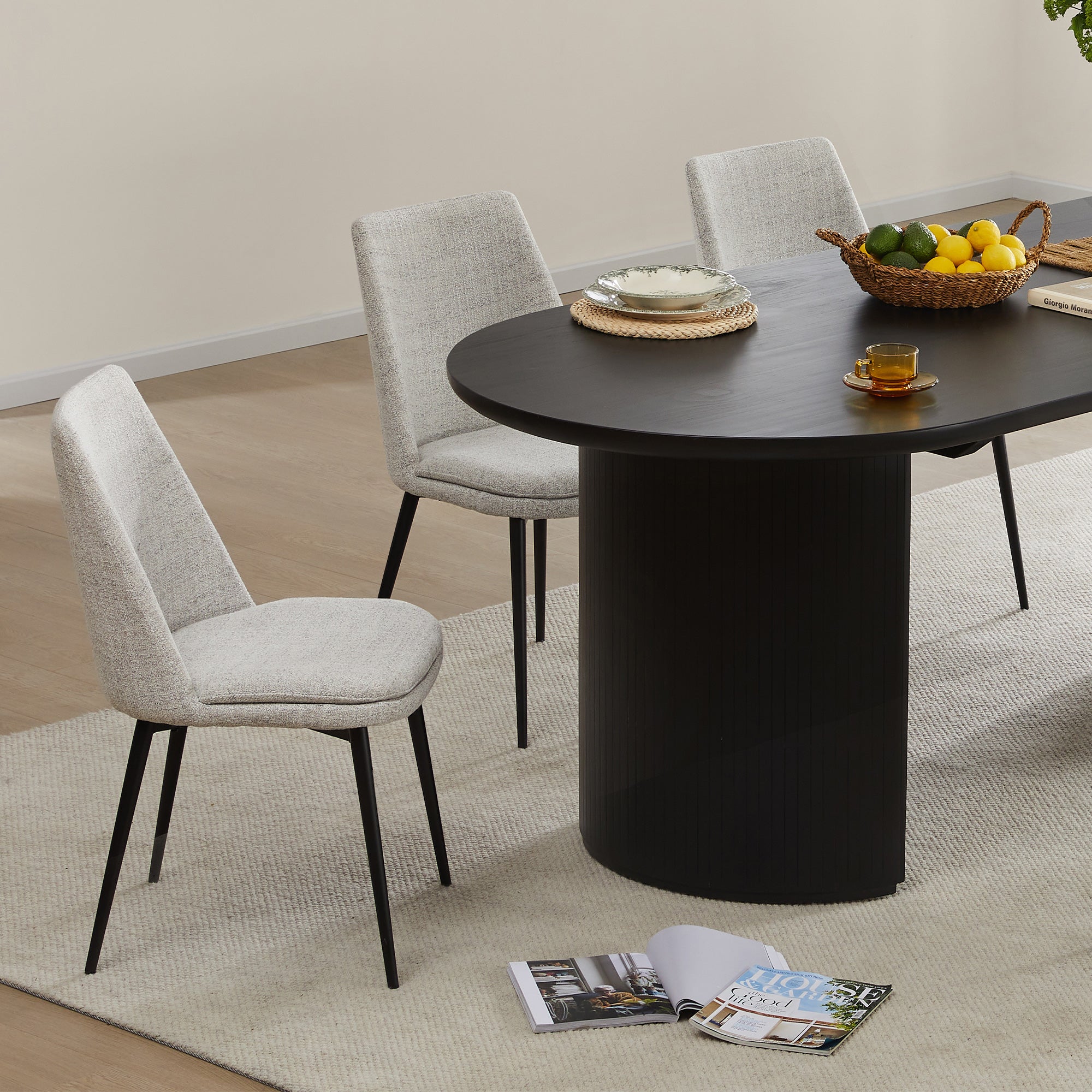 Black low back online dining chairs