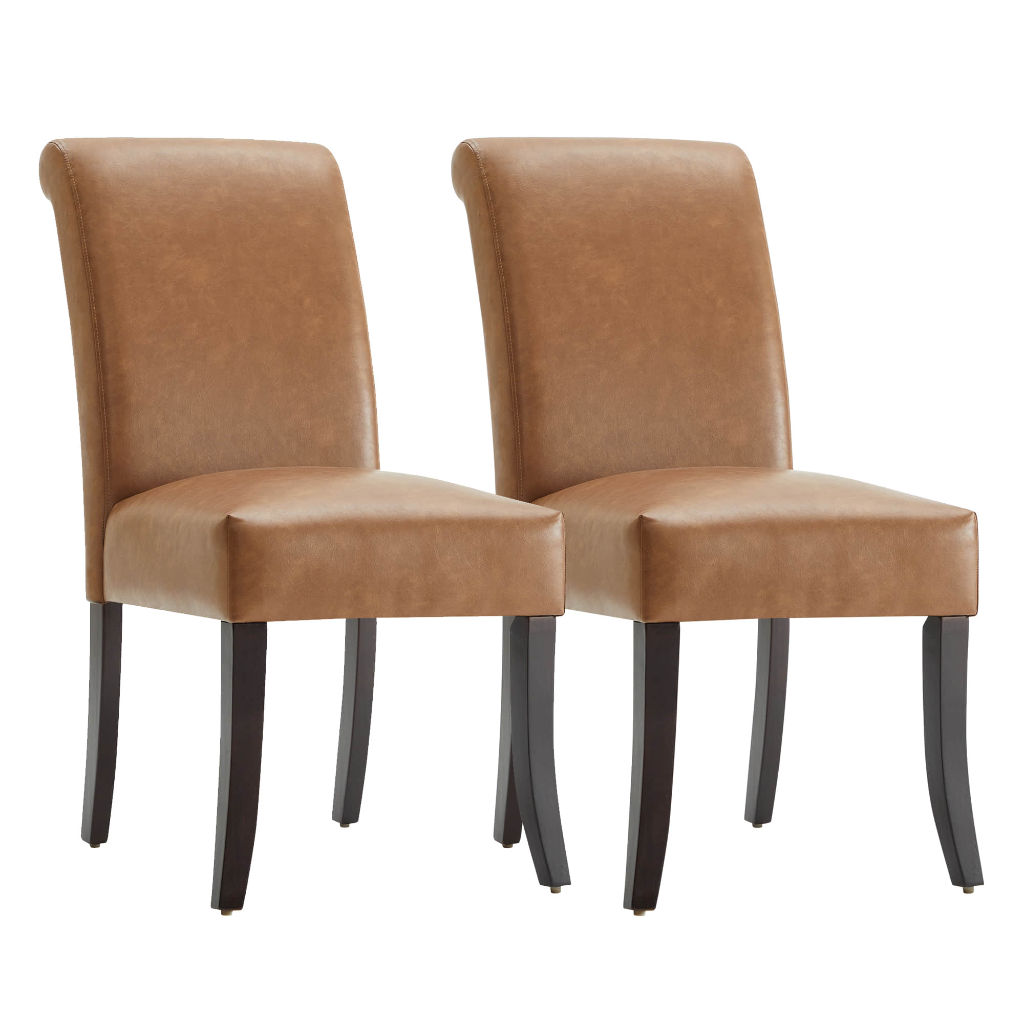 CHITA LIVING-Juniper Dining Chairs (Set of 2)-Dining Chairs-Faux Leather-Saddle Brown-