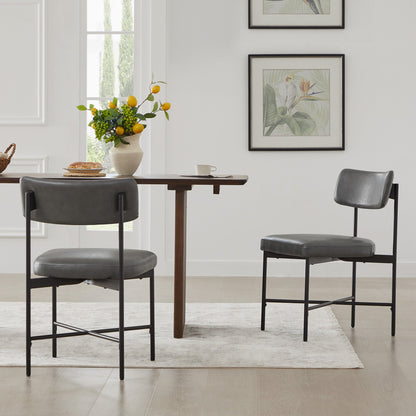 CHITA LIVING-Lovy Dining Chair (Set of 2)-Dining Chairs-Faux Leather-Grey-