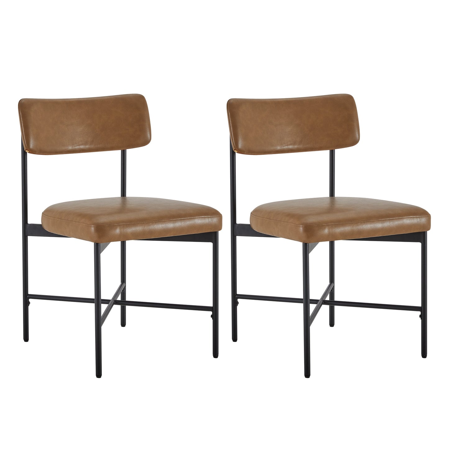 CHITA LIVING-Lovy Dining Chair (Set of 2)-Dining Chairs-Faux Leather-Saddle Brown-