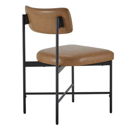 CHITA LIVING-Lovy Dining Chair (Set of 2)-Dining Chairs-Faux Leather-Saddle Brown-