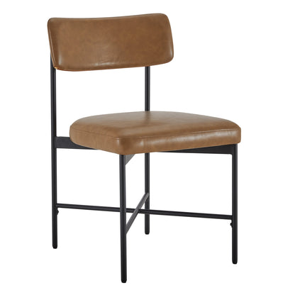 CHITA LIVING-Lovy Dining Chair (Set of 2)-Dining Chairs-Faux Leather-Saddle Brown-